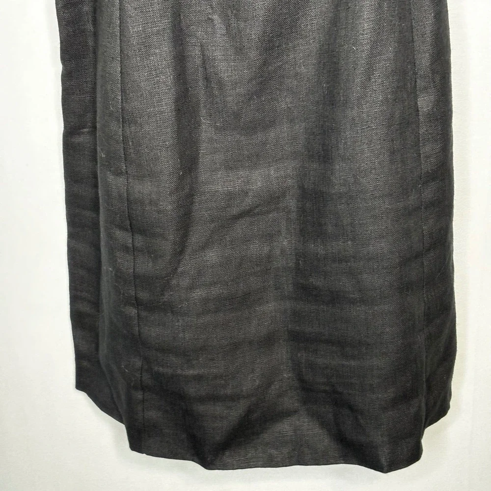 Sezane Editions Armida Dress Size 36/4 Black Linen Puff Sleeve Tie Back Mini - Picture 7 of 15
